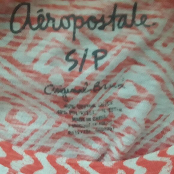 Aeropostale junior small orange/white patterned crop t-shirt - Picture 4 of 5
